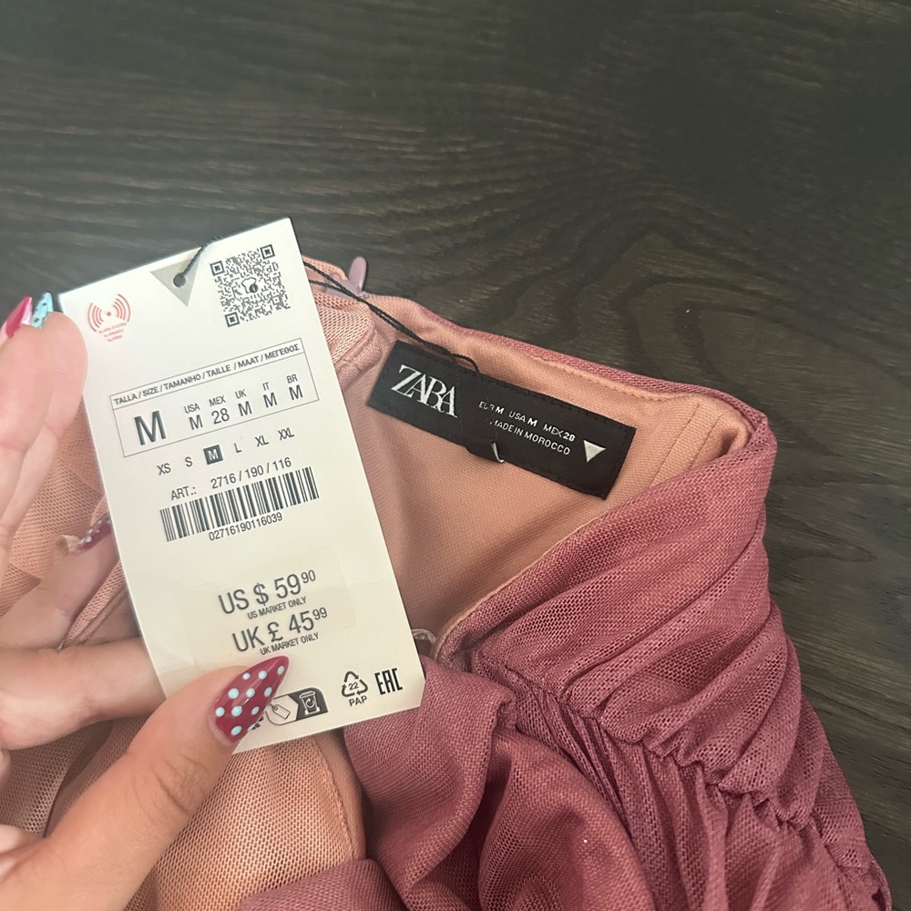 Zara Strapless Pink and Peach Dress - Picture 2 of 4